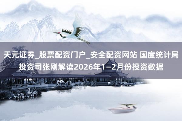 天元证券_股票配资门户_安全配资网站 国度统计局投资司张刚解读2026年1—2月份投资数据